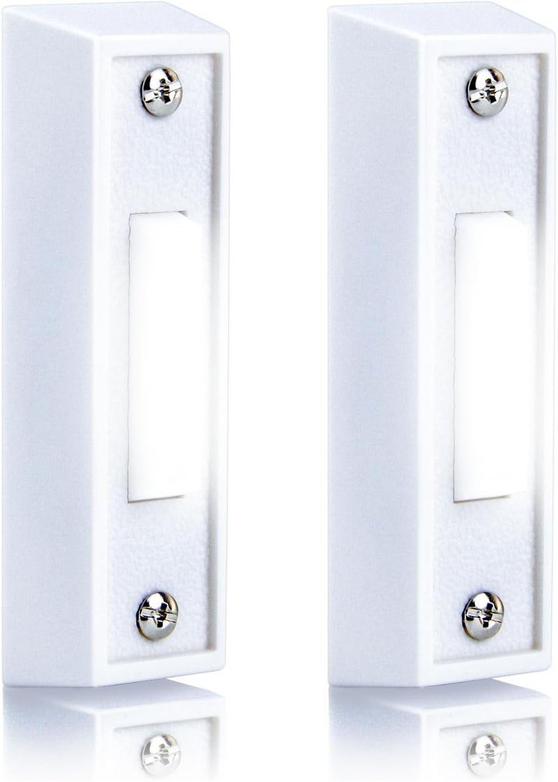 Abvsdu 2 PCS Lighted Doorbell Button, Wired Door Bell Push Buttons LED Door Chime,Wall Mounted Doorbell Switch Garage Doorbell Button (White Light) - Image 1